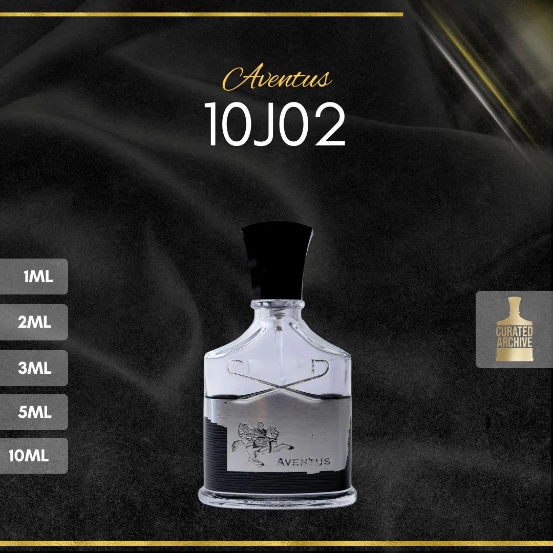 Creed Aventus 10J02 fragrance bottle, decants from 1ml to 10ml