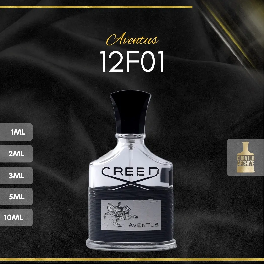 Creed Aventus 12F01 fragrance bottle, decants from 1ml to 10ml