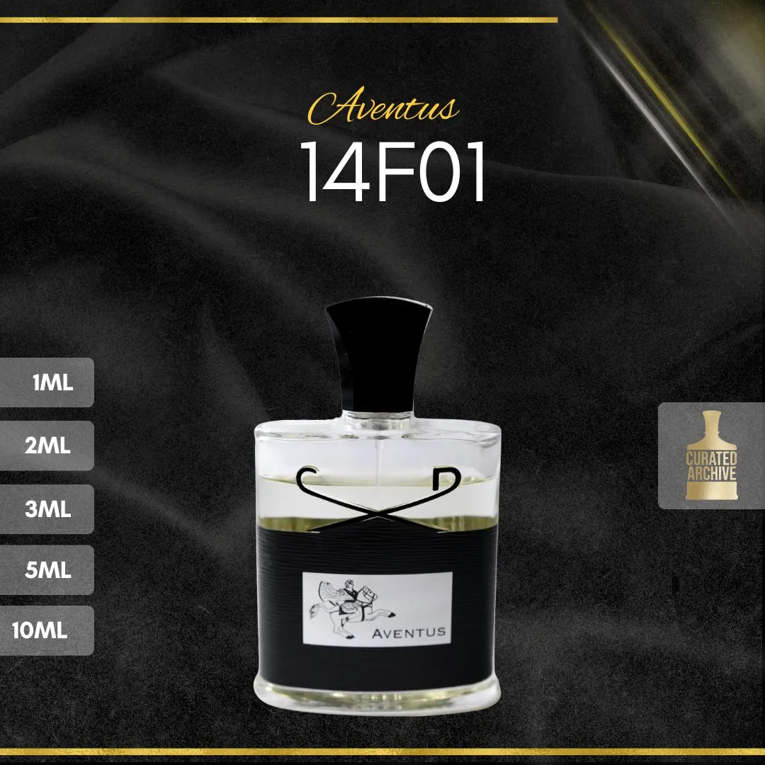 Creed Aventus 14F01 fragrance bottle, decants from 1ml to 10ml