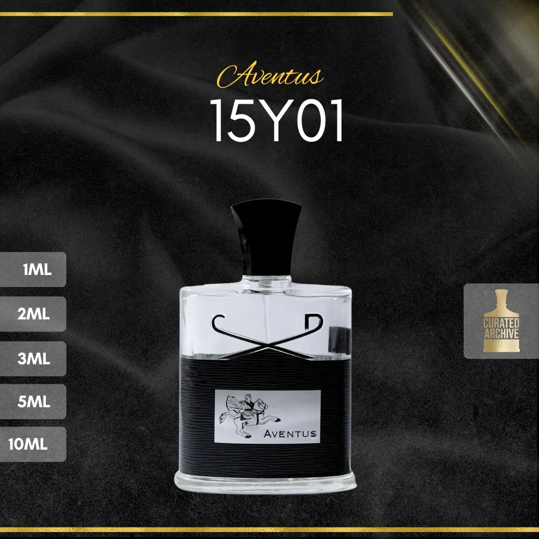 Creed Aventus 15Y01 fragrance bottle, decants from 1ml to 10ml