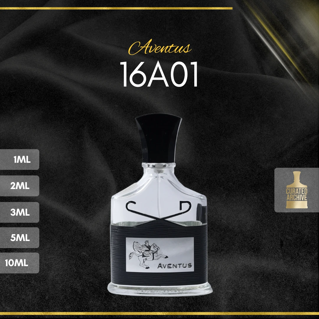 Creed Aventus 16A01 fragrance bottle, decants from 1ml to 10ml