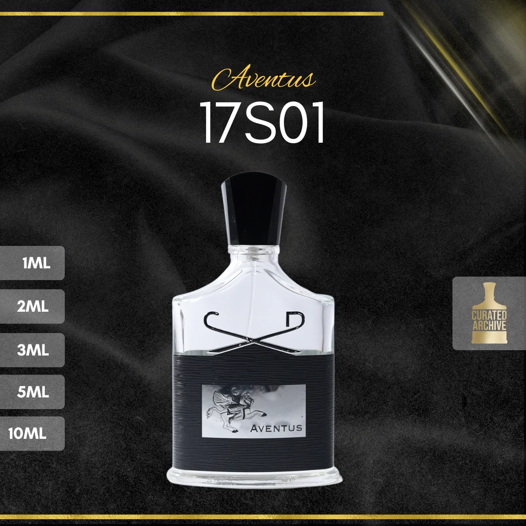 Creed Aventus 17S01 fragrance bottle, decants from 1ml to 10ml