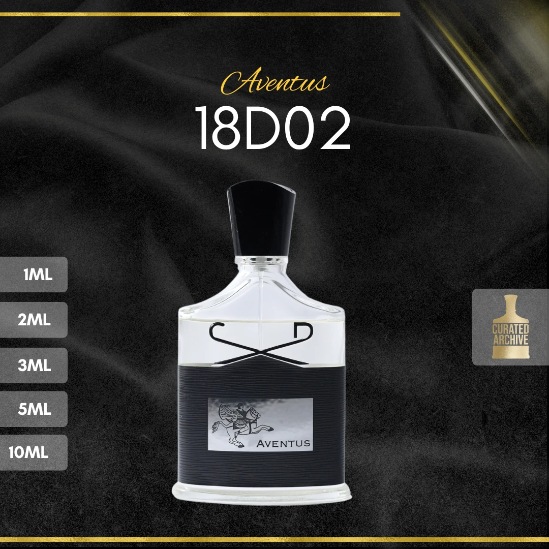Creed Aventus 18D02 fragrance bottle, decants from 1ml to 10ml