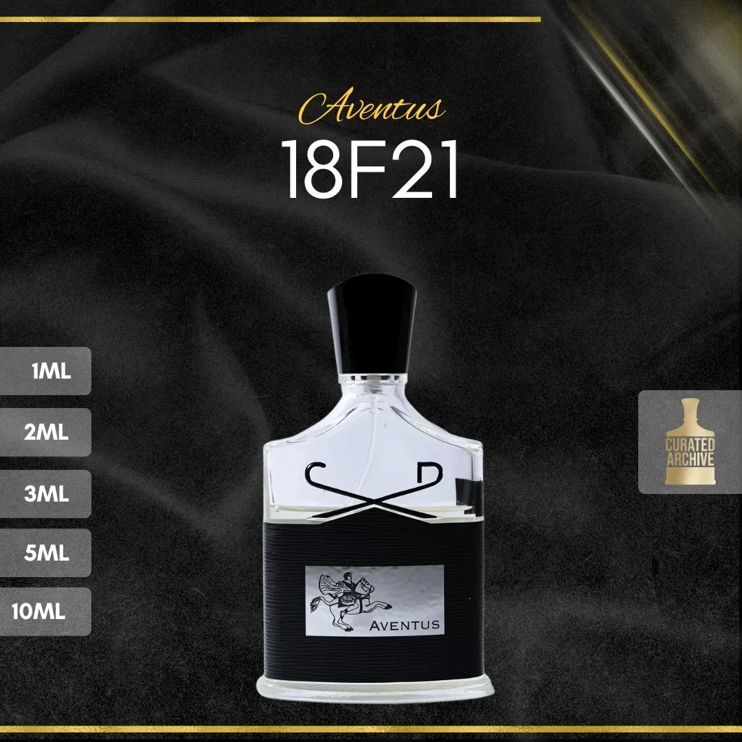 Creed Aventus 18F21 fragrance bottle, decants from 1ml to 10ml
