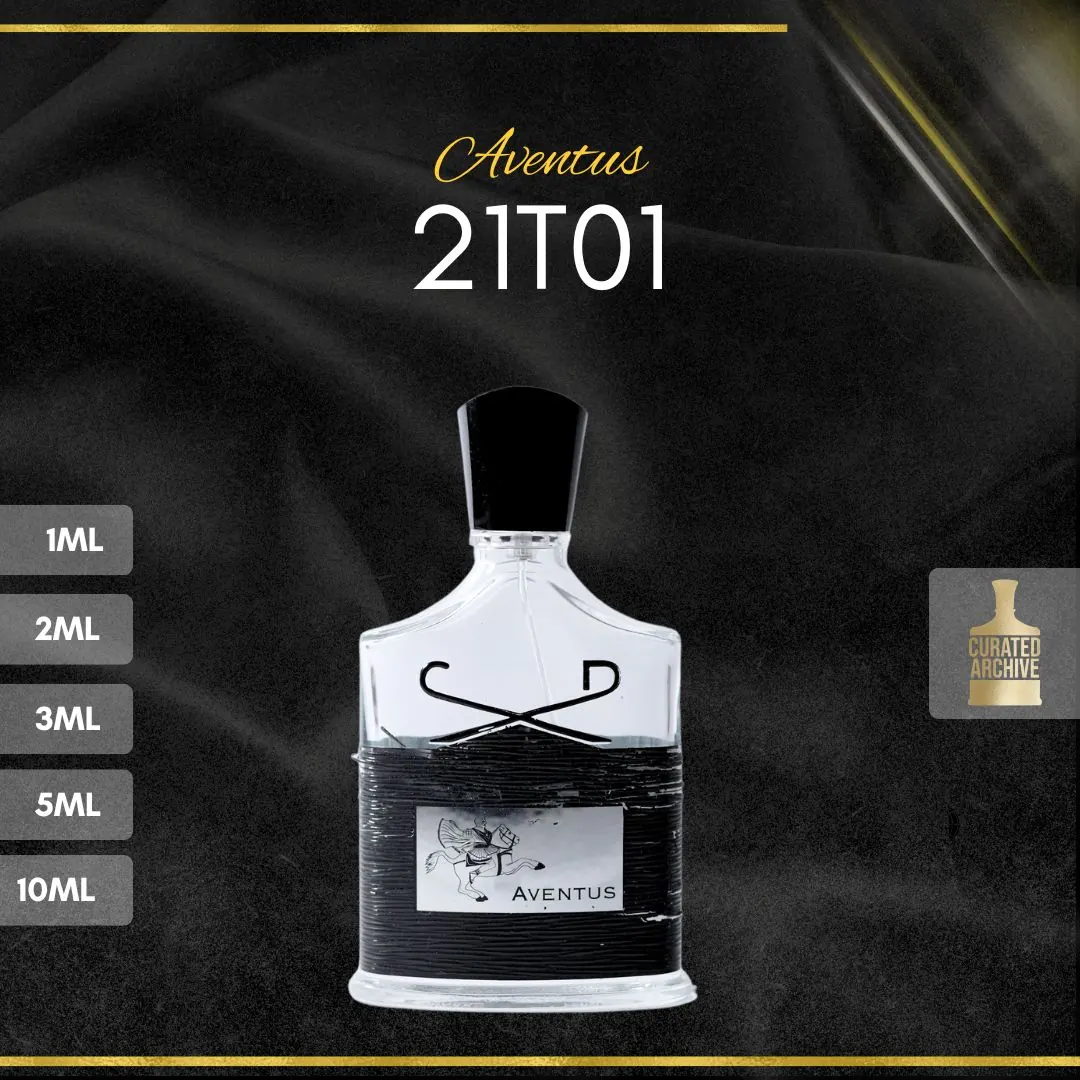 Creed Aventus 21T01 fragrance bottle, decants from 1ml to 10ml