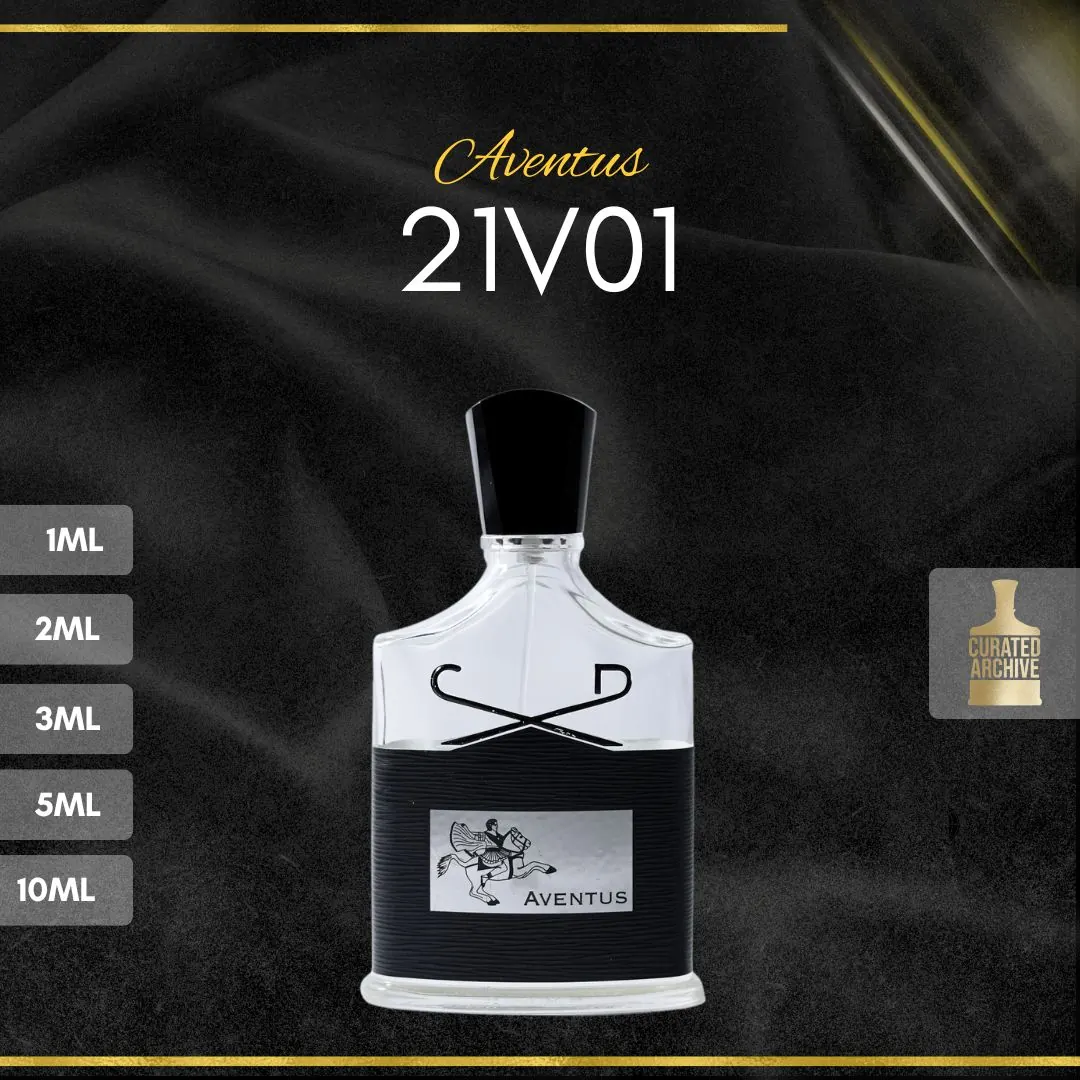 Creed Aventus 21V01 fragrance bottle, decants from 1ml to 10ml