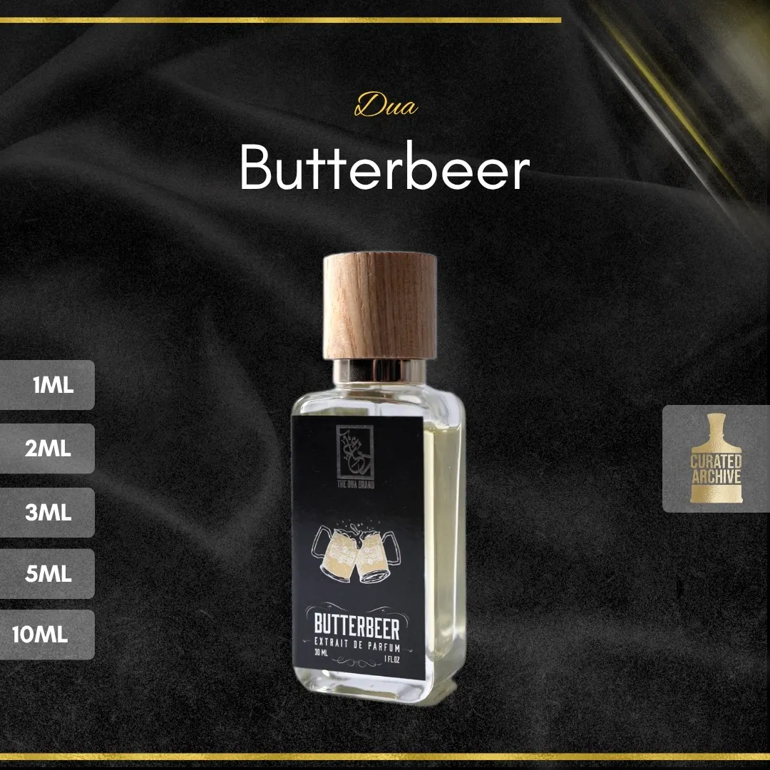 Dua Butterbeer fragrance bottle, decants from 1ml to 10ml