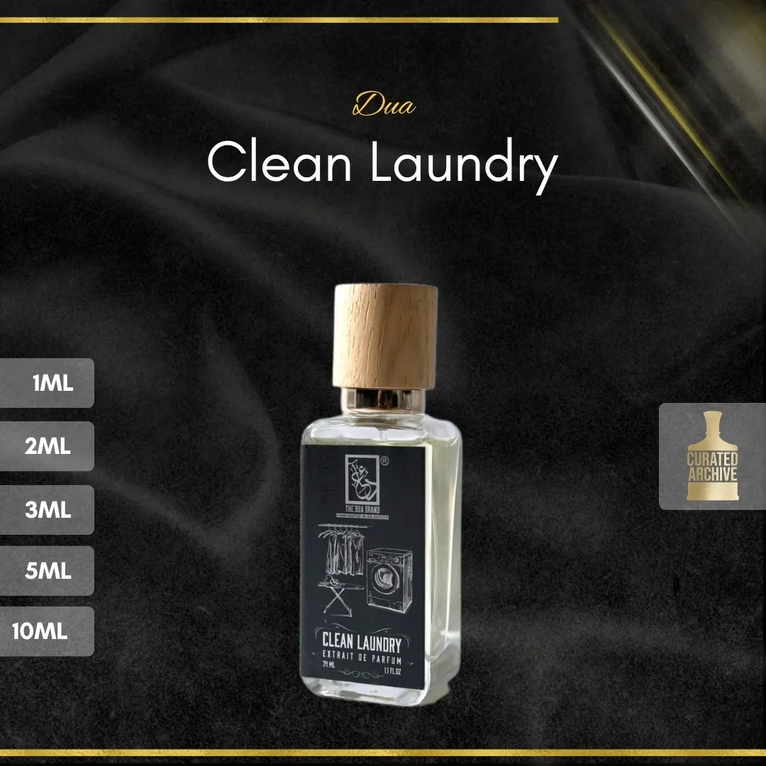 Dua Clean Laundry fragrance bottle, decants from 1ml to 10ml