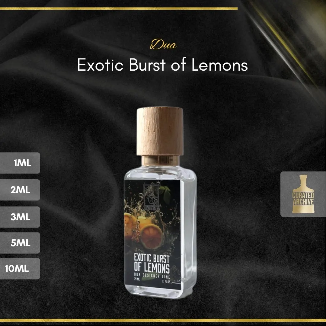 Dua Exotic Burst of Lemons fragrance bottle, decants from 1ml to 10ml