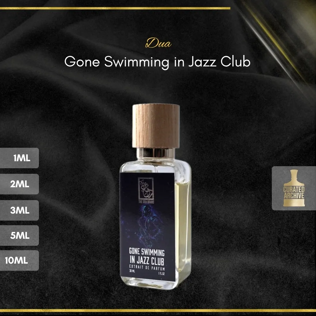 Dua Gone Swimming in Jazz Club fragrance bottle, decants from 1ml to 10ml