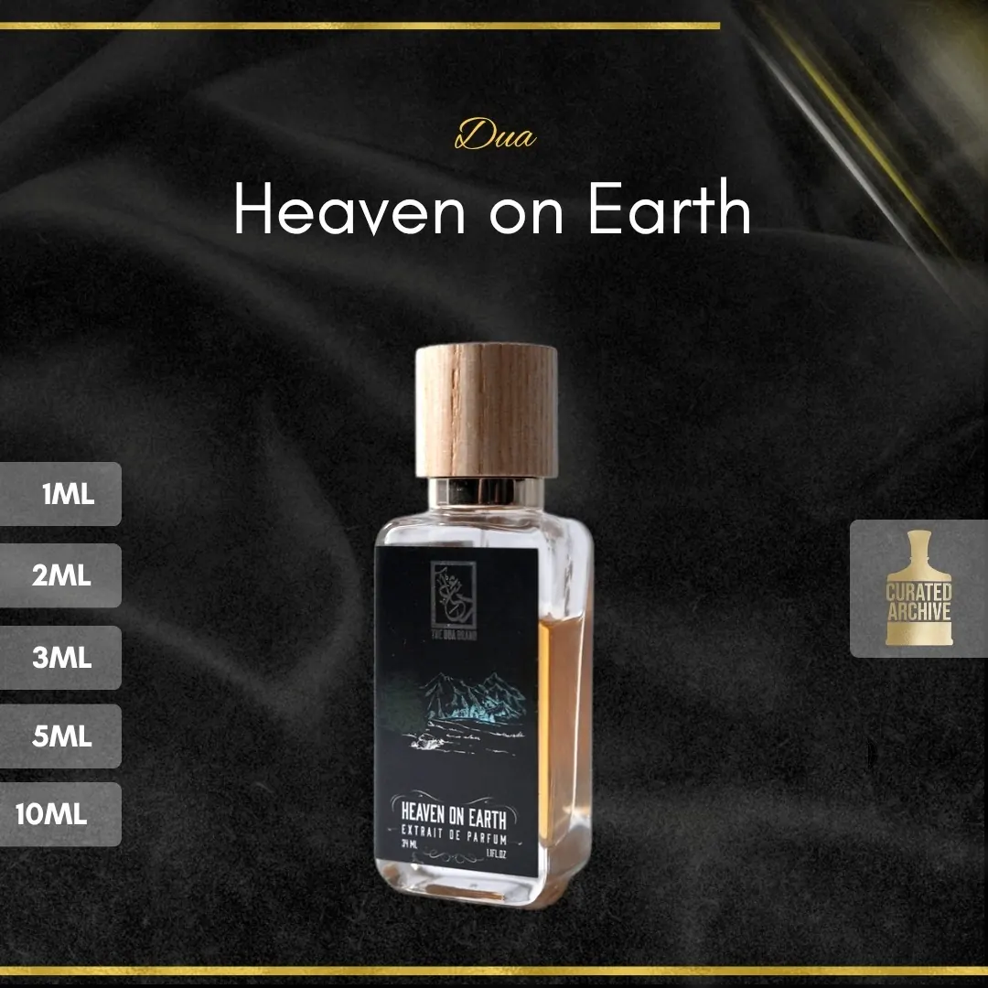 Dua Heaven on Earth fragrance bottle, decants from 1ml to 10ml