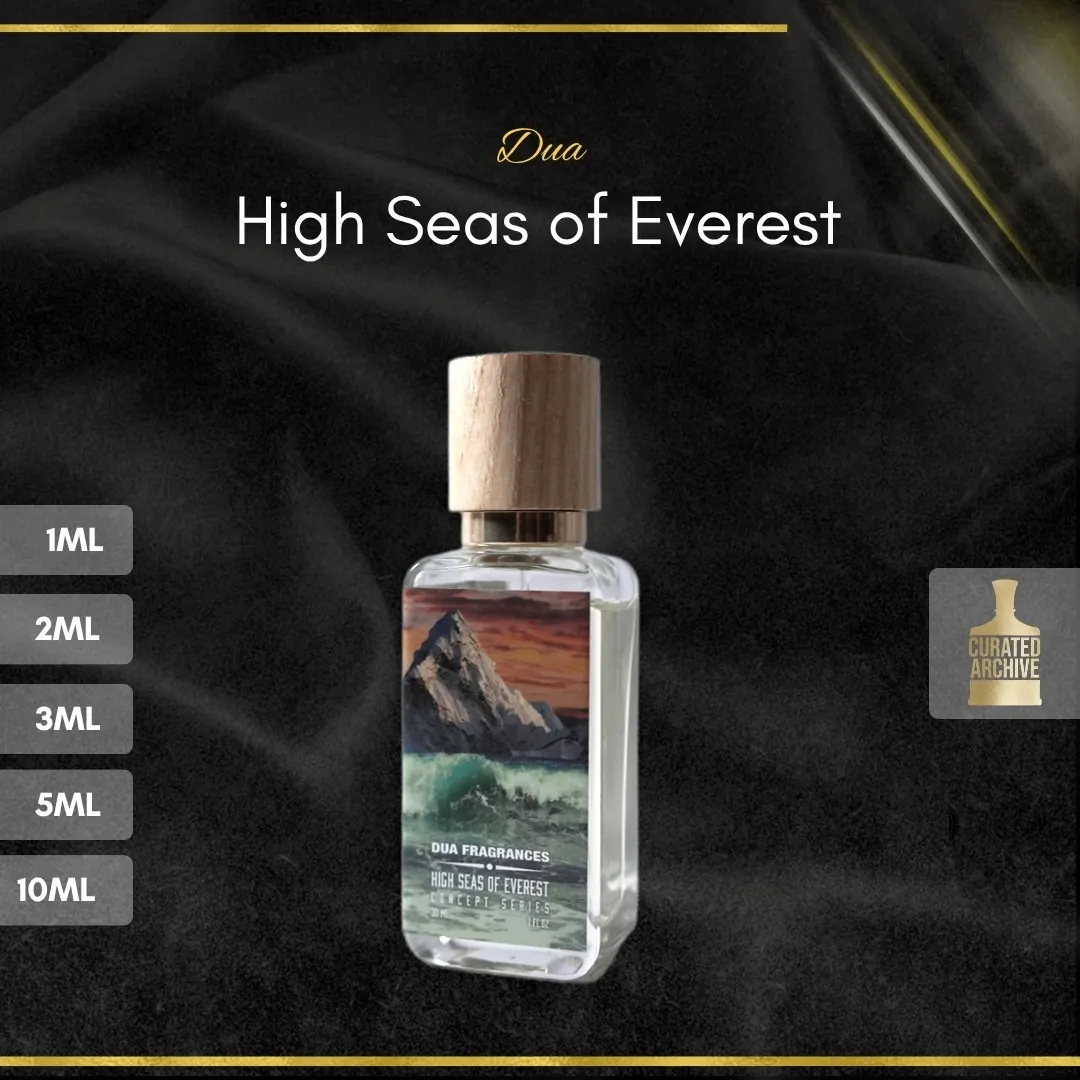 Dua High Seas of Everest fragrance bottle, decants from 1ml to 10ml