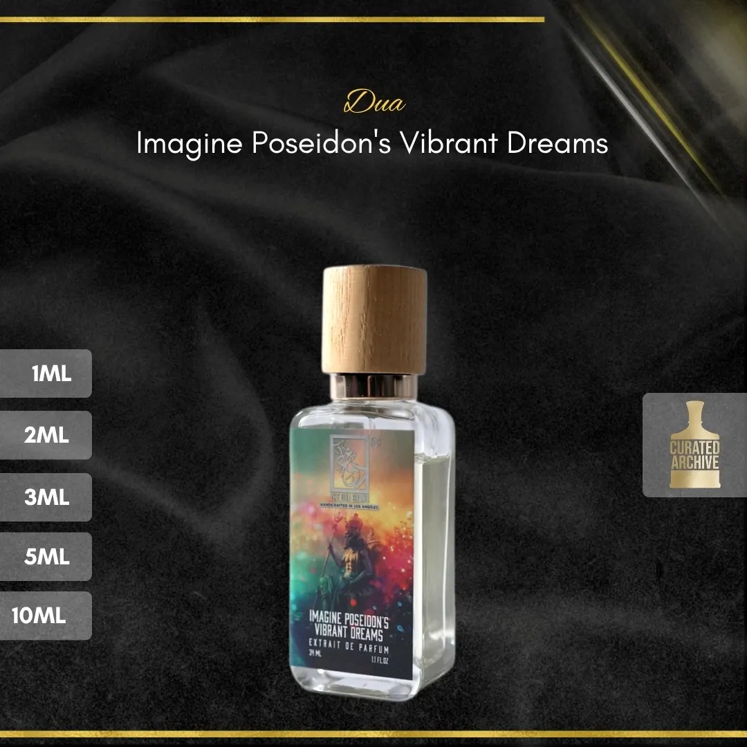 Dua Imagine Poseidon's Vibrant Dreams fragrance bottle, decants from 1ml to 10ml