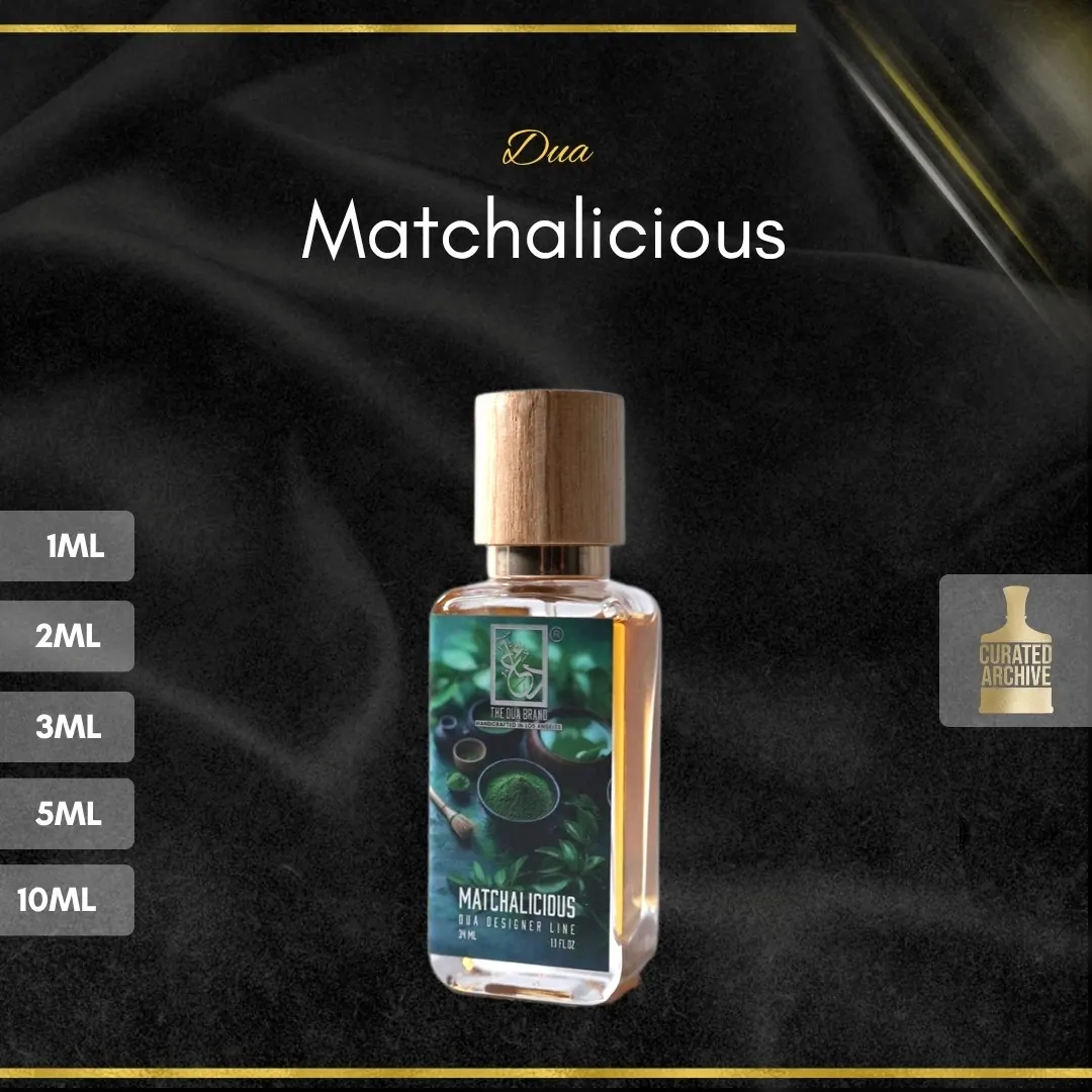 Dua Matchalicious fragrance bottle, decants from 1ml to 10ml