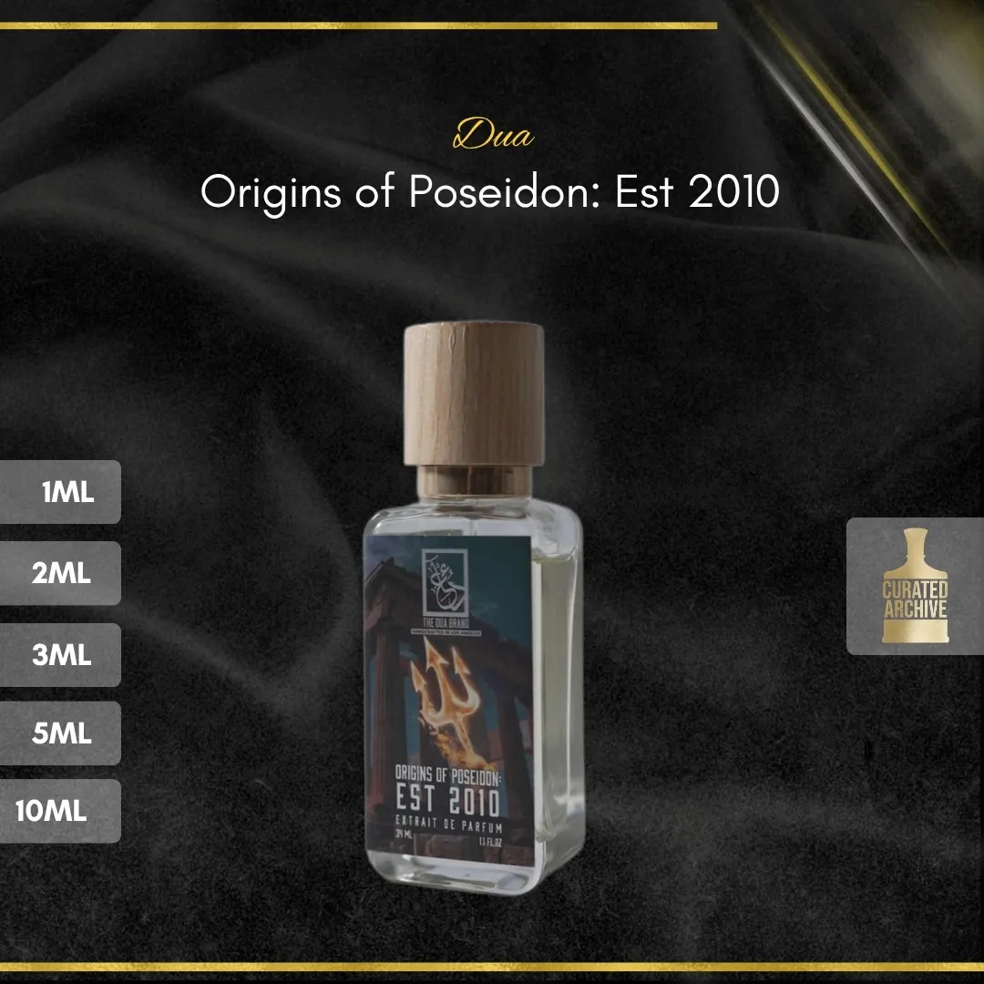 Dua Origins of Poseidon: Est 2010 fragrance bottle, decants from 1ml to 10ml