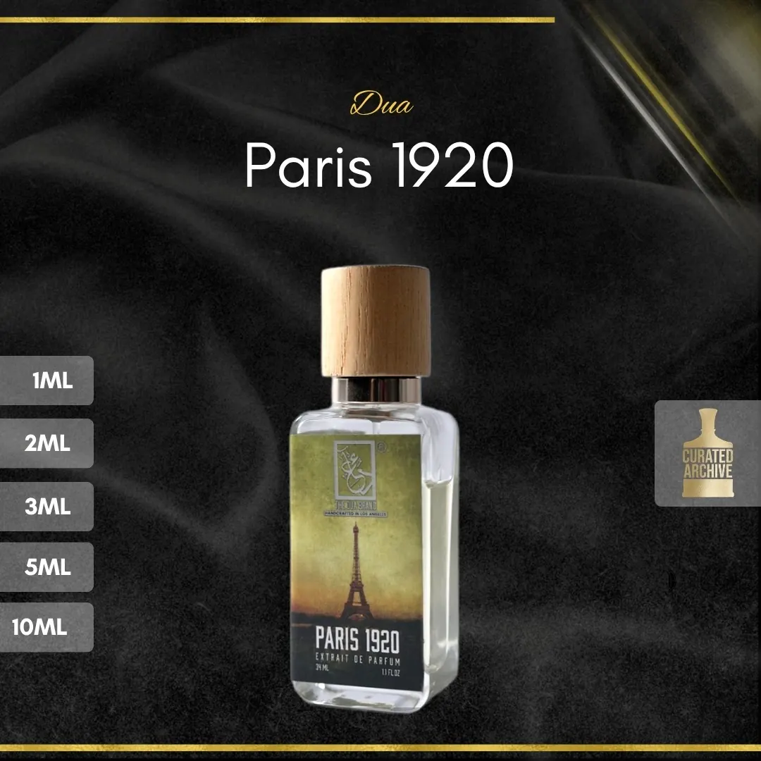 Dua Paris 1920 fragrance bottle, decants from 1ml to 10ml
