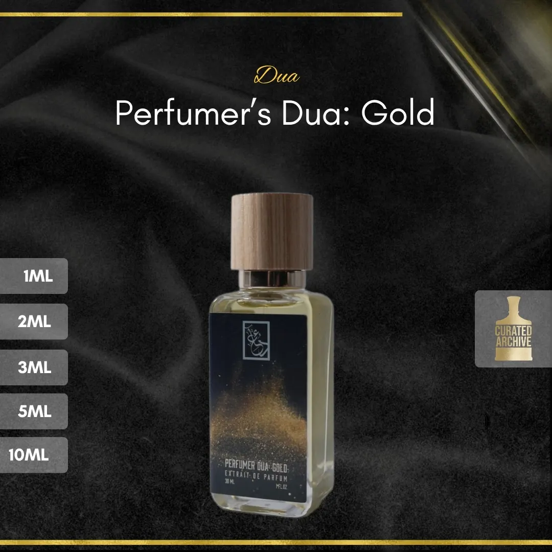 Perfumer’s Dua: Gold fragrance bottle, decants from 1ml to 10ml