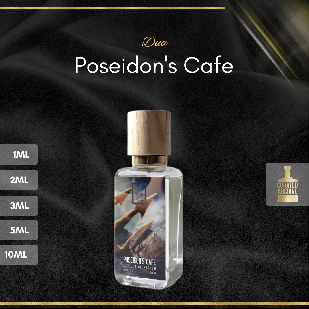 Dua Poseidon's Cafe fragrance bottle, decants from 1ml to 10ml