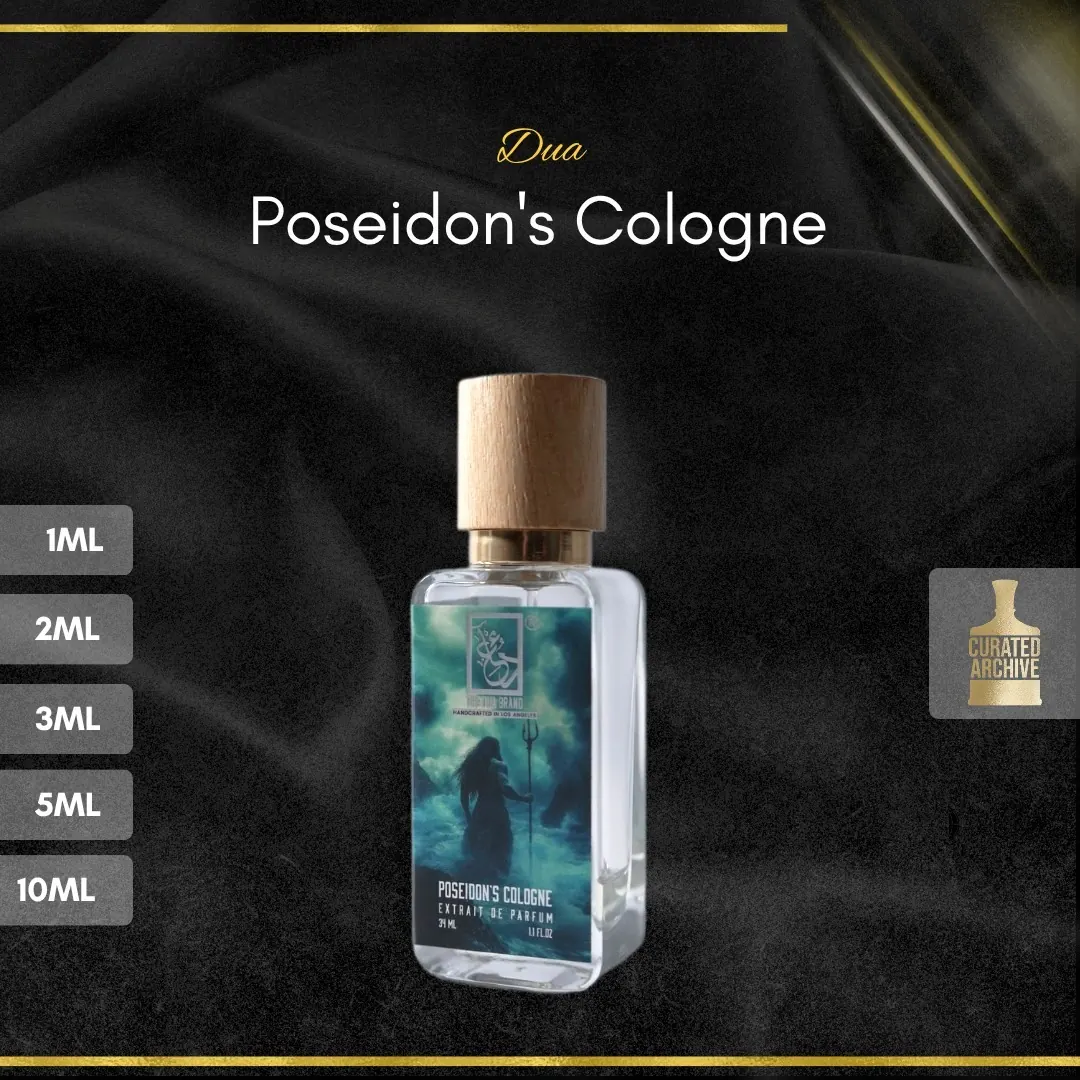 Dua Poseidon's Cologne fragrance bottle, decants from 1ml to 10ml