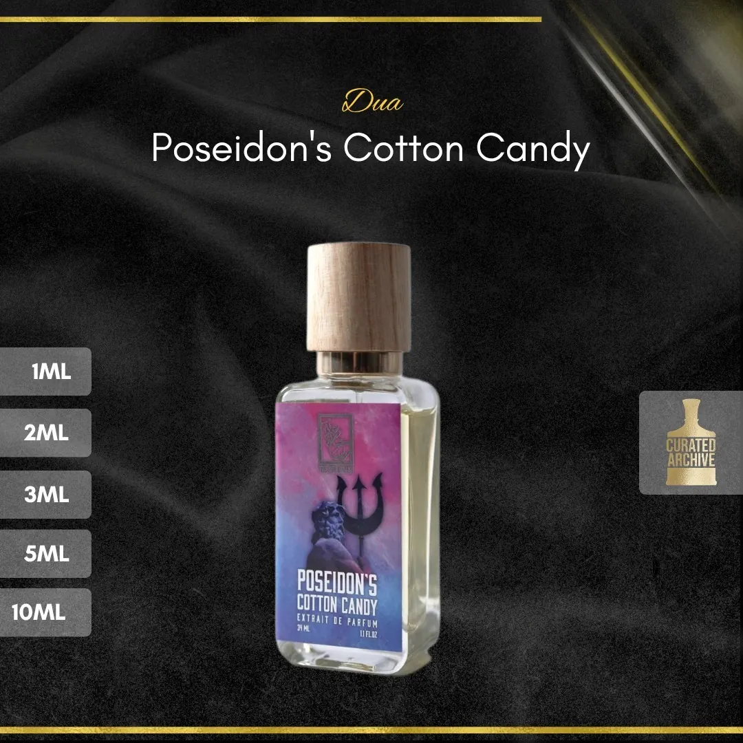 Dua Poseidon's Cotton Candy fragrance bottle, decants from 1ml to 10ml