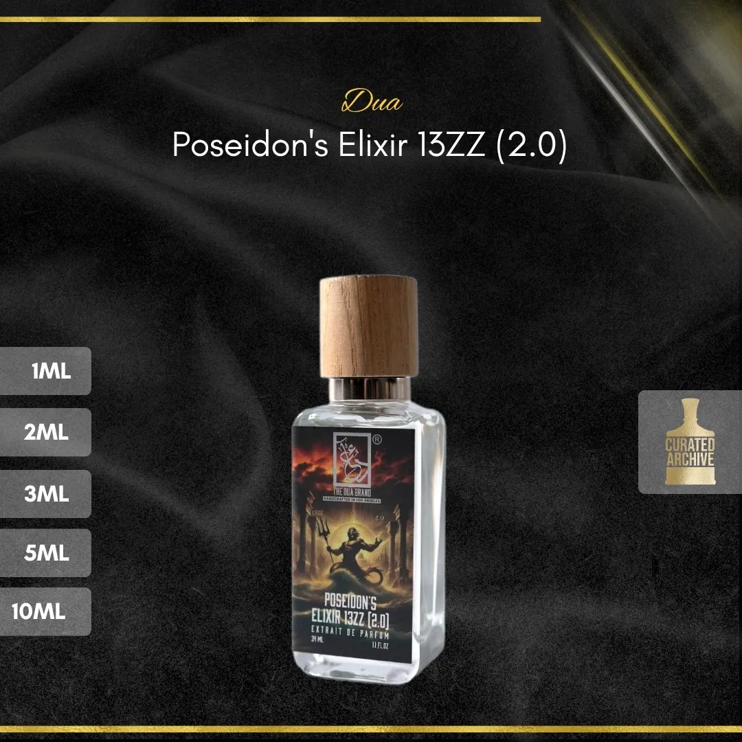 Dua Poseidon's Elixir 13ZZ (2.0) fragrance bottle, decants from 1ml to 10ml
