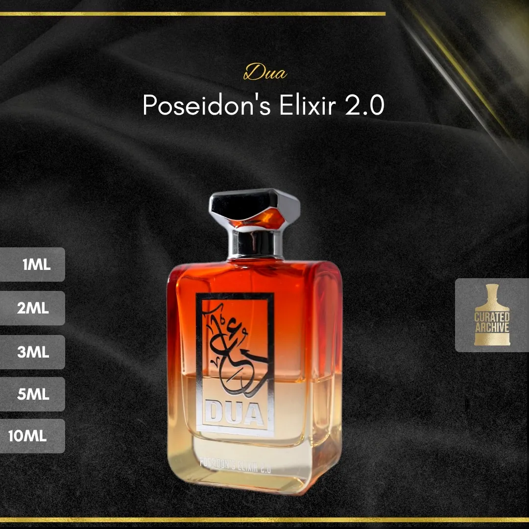 Dua Poseidon's Elixir 2.0 fragrance bottle, decants from 1ml to 10ml