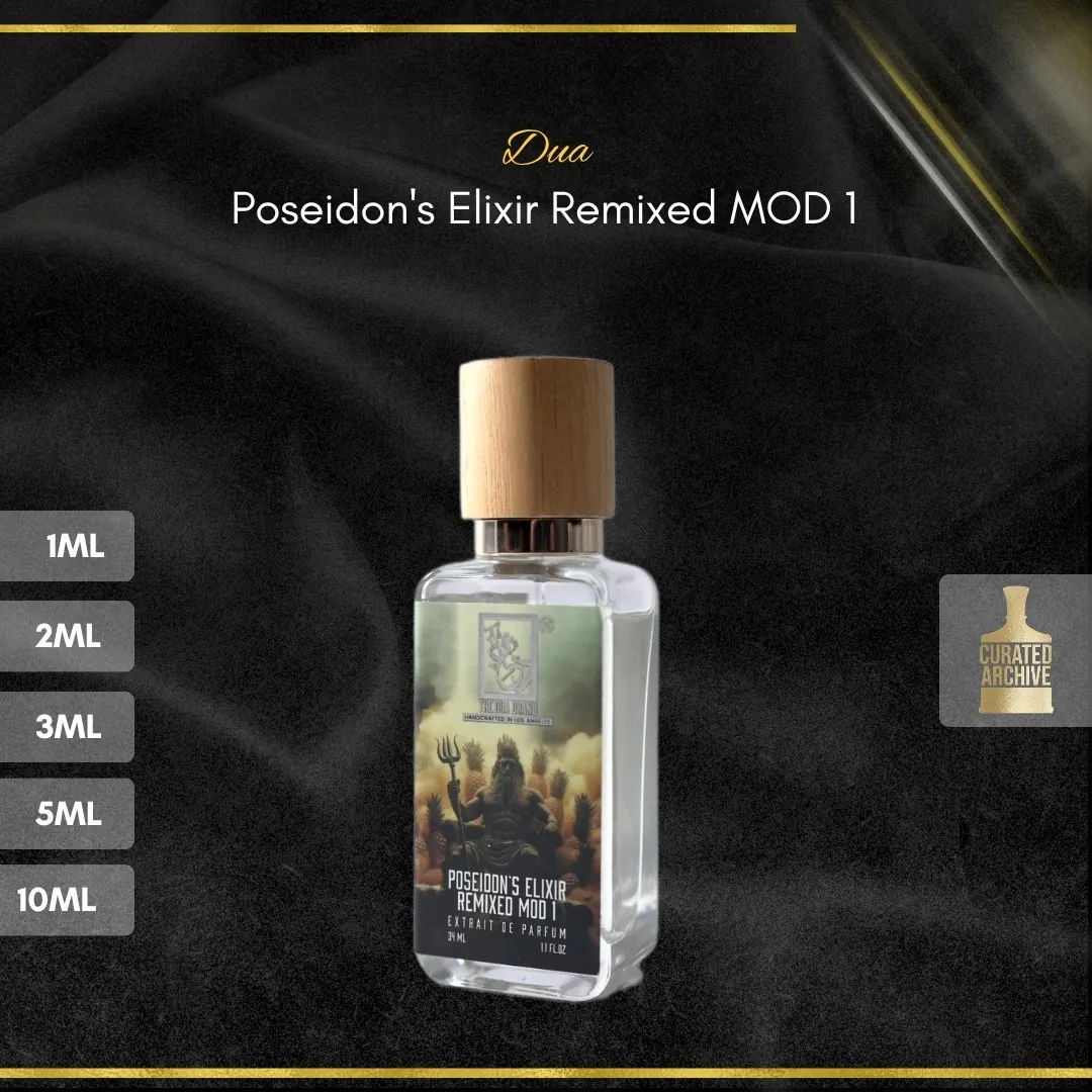 Dua Poseidon's Elixir Remixed MOD 1 fragrance bottle, decants from 1ml to 10ml