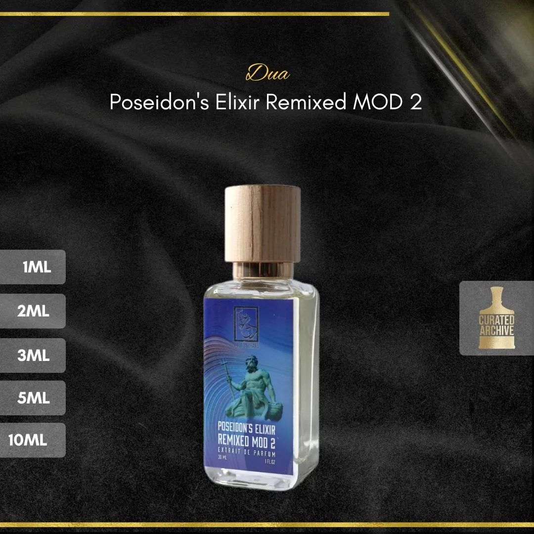 Dua Poseidon's Elixir Remixed MOD 2 fragrance bottle, decants from 1ml to 10ml