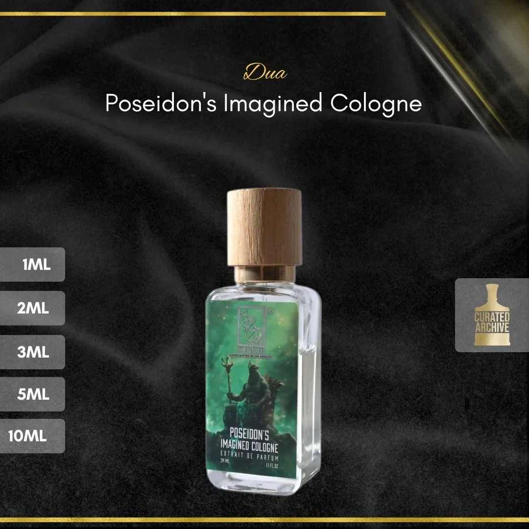 Dua Poseidon's Imagined Cologne fragrance bottle, decants from 1ml to 10ml