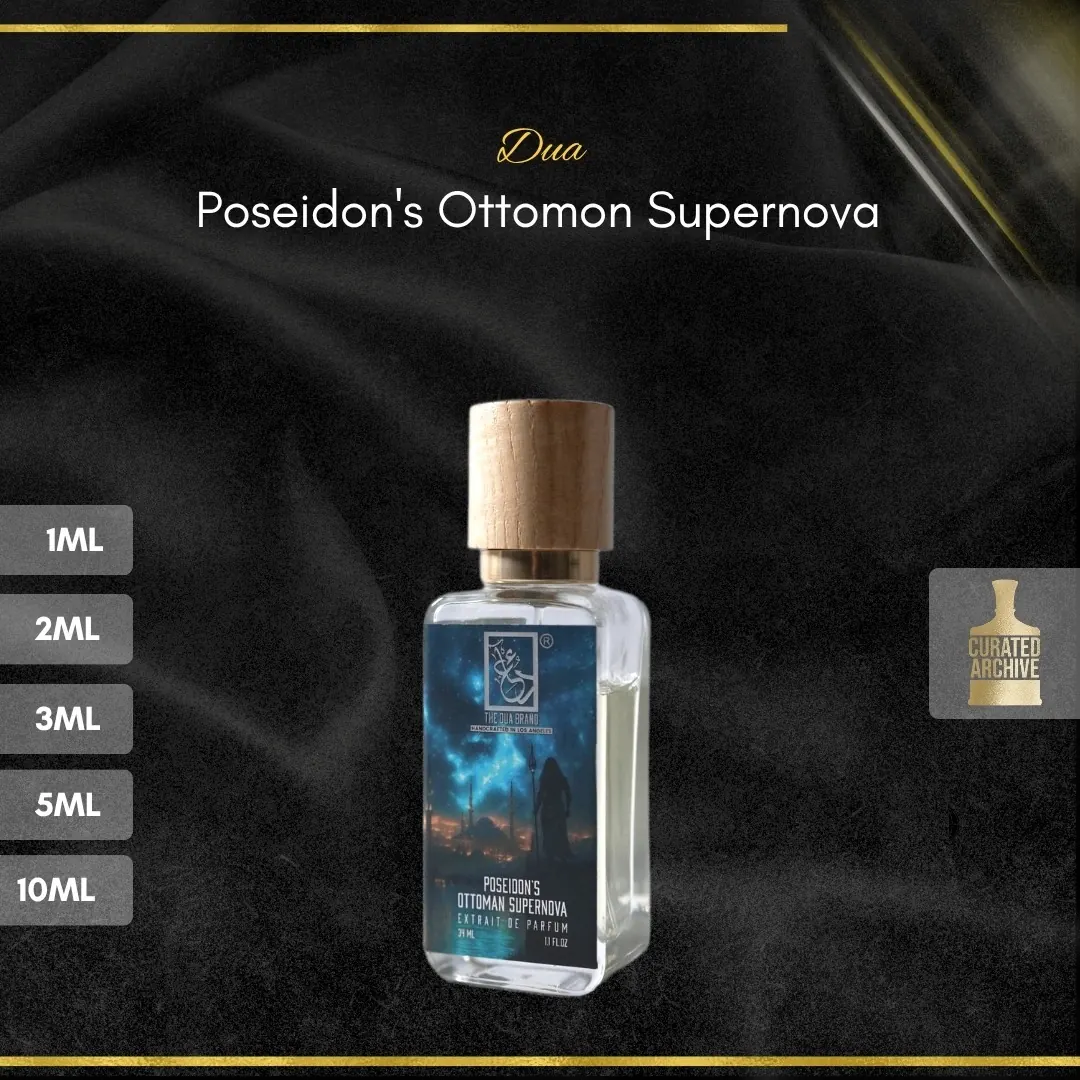 Dua Poseidon's Ottomon Supernova fragrance bottle, decants from 1ml to 10ml