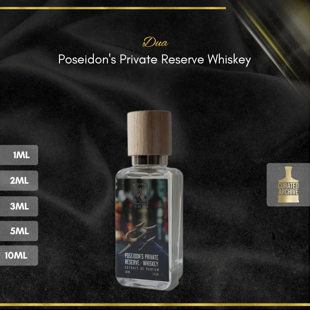Dua Poseidon's Private Reserve Whiskey fragrance bottle, decants from 1ml to 10ml