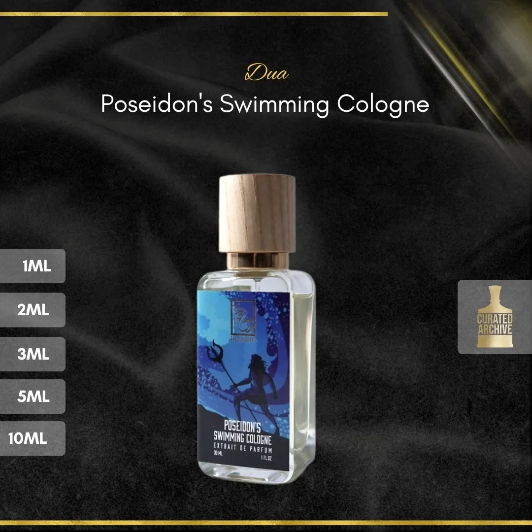 Dua Poseidon's Swimming Cologne fragrance bottle, decants from 1ml to 10ml