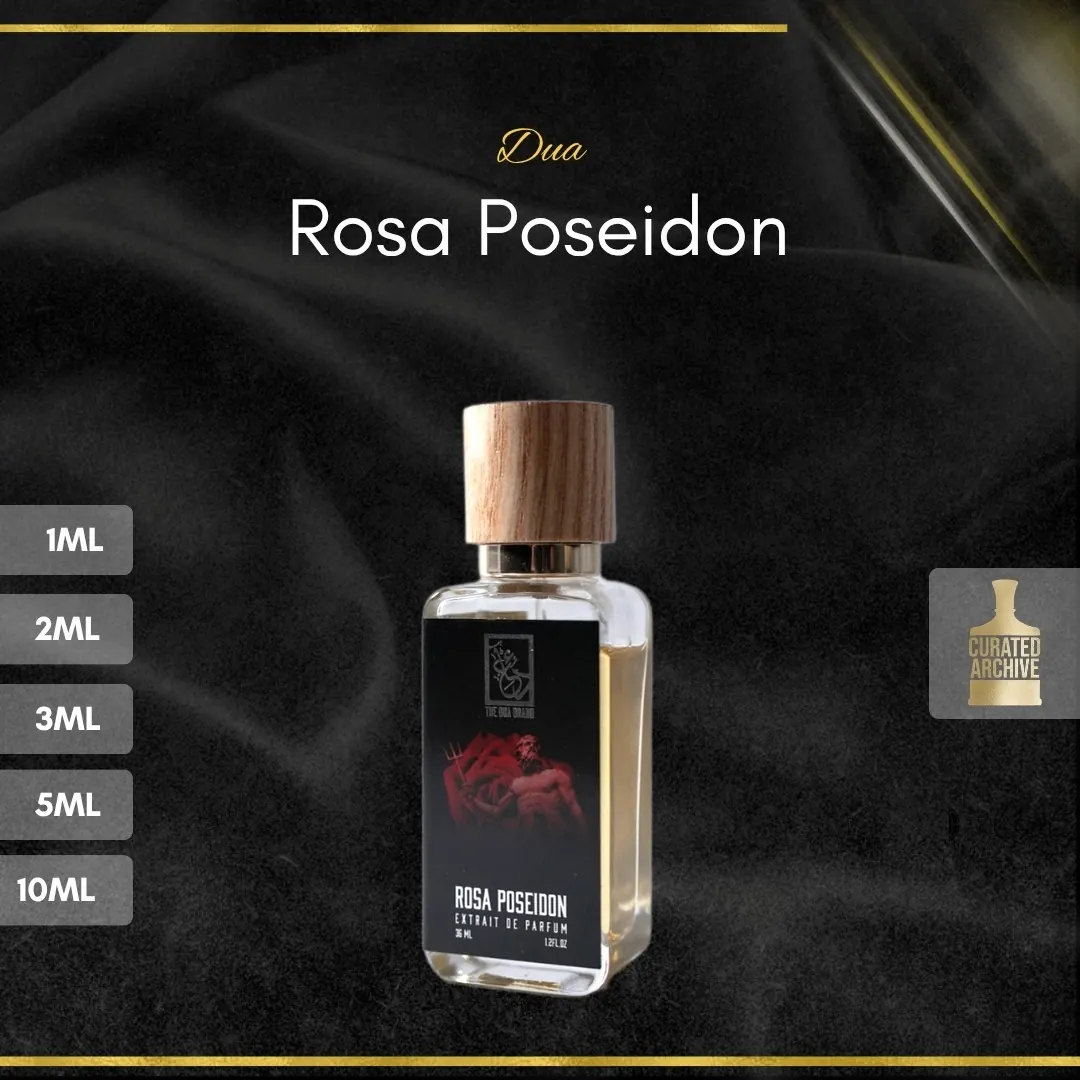 Dua Rosa Poseidon fragrance bottle, decants from 1ml to 10ml