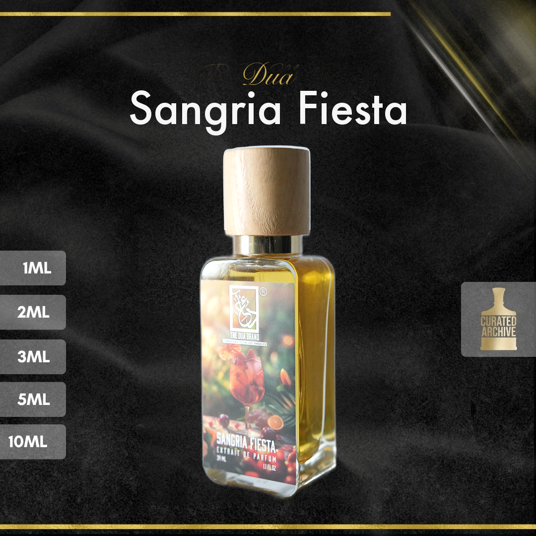 Dua Sangria Fiesta fragrance bottle, decants from 1ml to 10ml