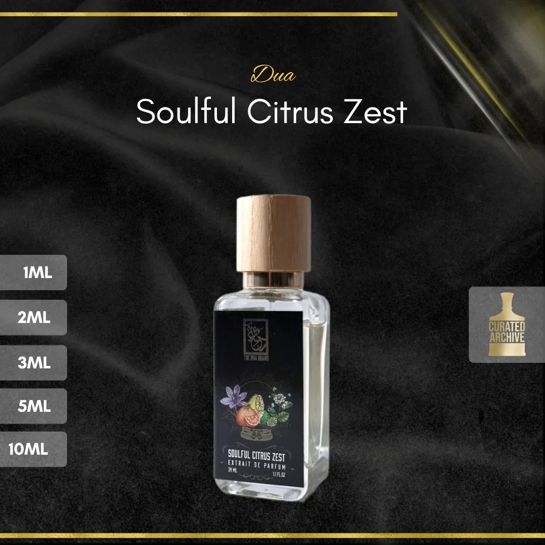 Dua Soulful Citrus Zest fragrance bottle, decants from 1ml to 10ml