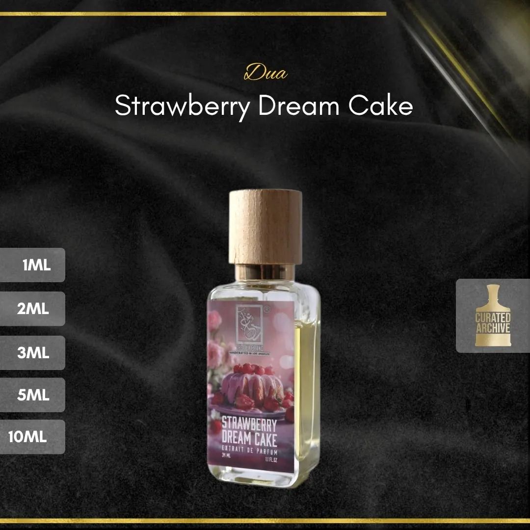 Dua Strawberry Dream Cake fragrance bottle, decants from 1ml to 10ml