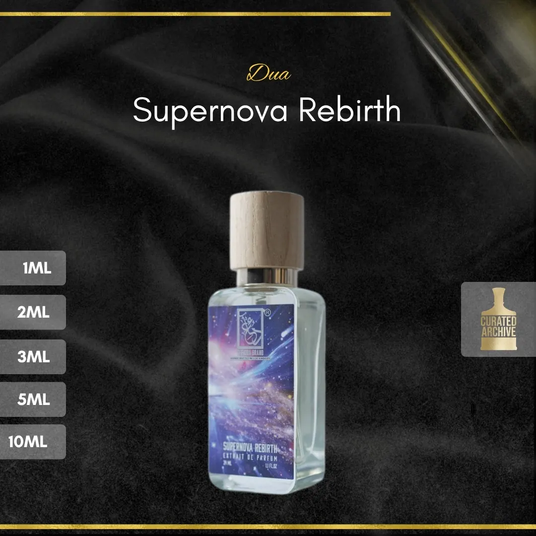 Dua Supernova Rebirth fragrance bottle, decants from 1ml to 10ml