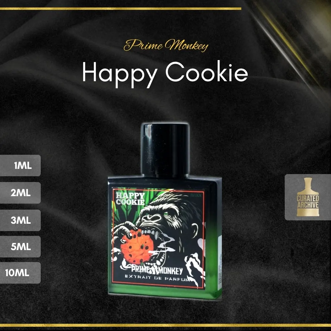 Prime Monkey Happy Cookie fragrance bottle, decants from 1ml to 10ml