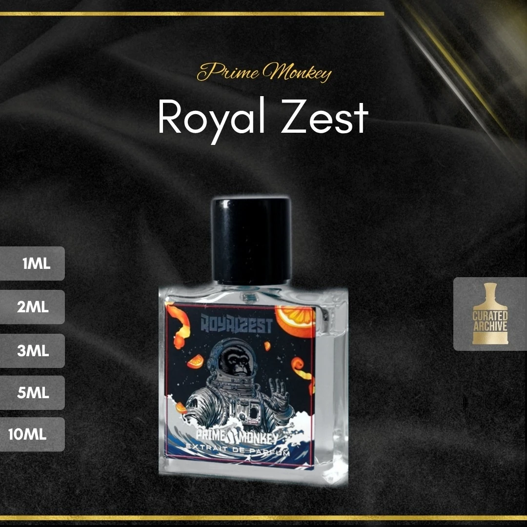 New Prime Monkey Royal Zest fragrance bottle, decants from 1ml to 10ml