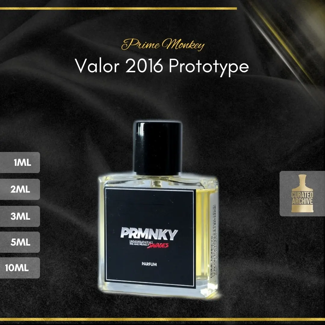 Prime Monkey Valor 2016 Prototype fragrance bottle, decants from 1ml to 10ml