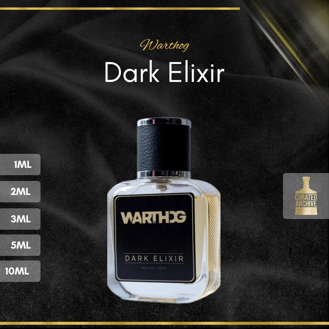 Warthog Dark Elixir fragrance bottle, decants from 1ml to 10ml