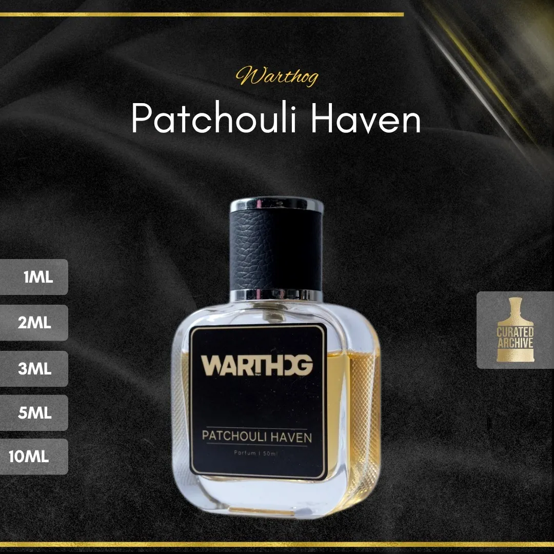 Warthog Patchouli Haven fragrance bottle, decants from 1ml to 10ml