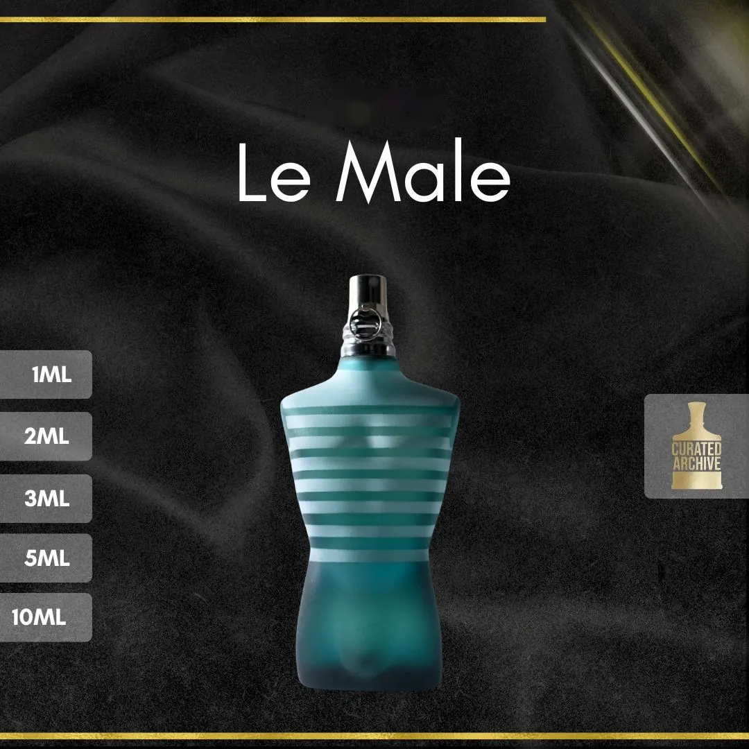 JPG Le Male fragrance bottle, decants from 1ml to 10ml