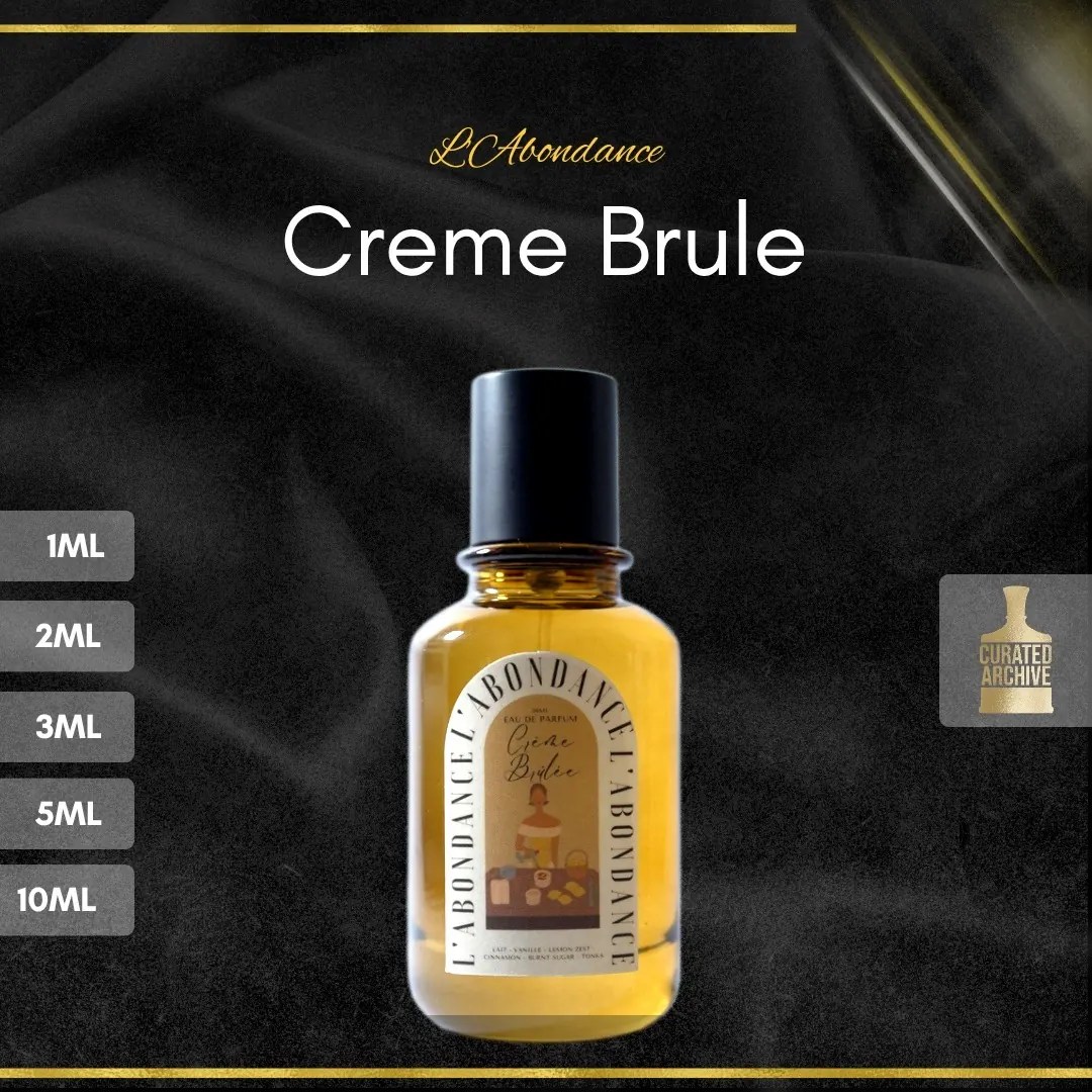 L'Abondance Creme Brule fragrance bottle, decants from 1ml to 10ml