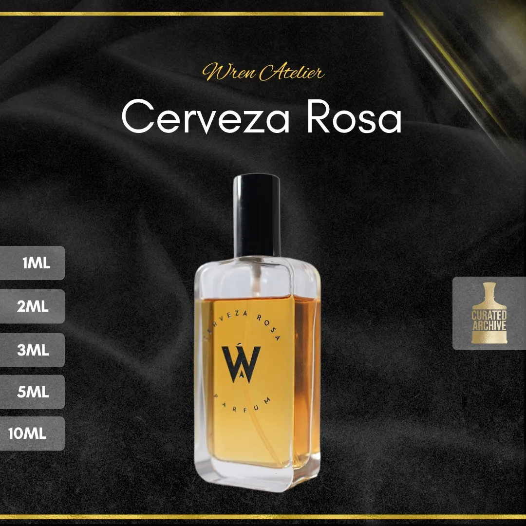 Wren Atelier Cerveza Rosa fragrance bottle, decants from 1ml to 10ml