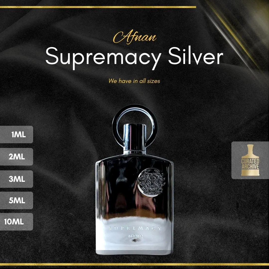 Afnan Supremacy Silver fragrance bottle, decants from 1ml to 10ml