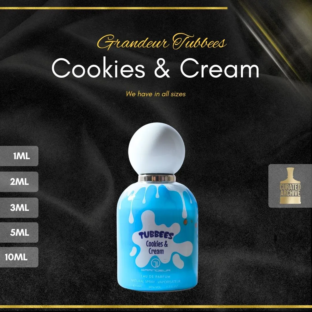 Tubbees Cookies & Cream fragrance bottle, decants from 1ml to 10ml