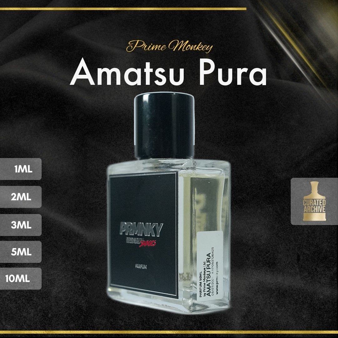 Prime Monkey Amatsu Pura fragrance bottle, decants from 1ml to 10ml