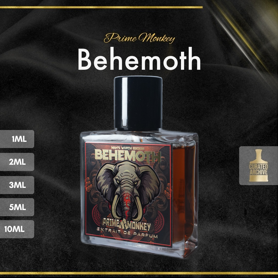 Prime Monkey Behemoth fragrance bottle, decants from 1ml to 10ml