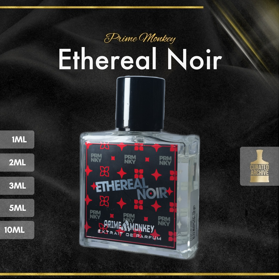 Prime Monkey Ethereal Noir fragrance bottle, decants from 1ml to 10ml